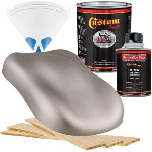 imageCustom Shop  Pewter Silver Metallic  Hot Rod Flatz Flat Matte Satin Urethane Auto Paint  Complete Quart Paint Kit  Professional Low Sheen Automotive Car Truck Coating 41 Mix Ratio