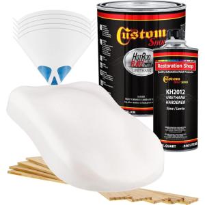 imageCustom Shop  Pure White  Hot Rod Flatz Flat Matte Satin Urethane Auto Paint  Complete Gallon Paint Kit  Professional Low Sheen Automotive Car Truck Coating 41 Mix Ratio