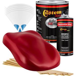imageCustom Shop  Quarter Mile Red  Hot Rod Flatz Flat Matte Satin Urethane Auto Paint  Complete Gallon Paint Kit  Professional Low Sheen Automotive Car Truck Coating 41 Mix Ratio