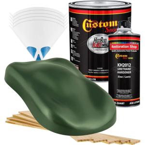 imageCustom Shop  Rally Green Metallic  Hot Rod Flatz Flat Matte Satin Urethane Auto Paint  Complete Gallon Paint Kit  Professional Low Sheen Automotive Car Truck Coating 41 Mix Ratio