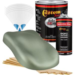 imageCustom Shop  Sage Green Metallic  Hot Rod Flatz Flat Matte Satin Urethane Auto Paint  Complete Gallon Paint Kit  Professional Low Sheen Automotive Car Truck Coating 41 Mix Ratio