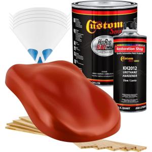 imageCustom Shop  Scarlet Red  Hot Rod Flatz Flat Matte Satin Urethane Auto Paint  Complete Gallon Paint Kit  Professional Low Sheen Automotive Car Truck Coating 41 Mix Ratio