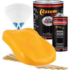 imageCustom Shop  School Bus Yellow  Hot Rod Flatz Flat Matte Satin Urethane Auto Paint  Complete Gallon Paint Kit  Professional Low Sheen Automotive Car Truck Coating 41 Mix Ratio