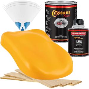 imageCustom Shop  School Bus Yellow  Hot Rod Flatz Flat Matte Satin Urethane Auto Paint  Complete Quart Paint Kit  Professional Low Sheen Automotive Car Truck Coating 41 Mix Ratio