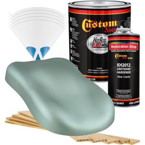 imageCustom Shop  Silver Aqua Metallic  Hot Rod Flatz Flat Matte Satin Urethane Auto Paint  Complete Gallon Paint Kit  Professional Low Sheen Automotive Car Truck Coating 41 Mix Ratio