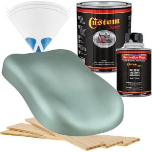 imageCustom Shop  Silver Aqua Metallic  Hot Rod Flatz Flat Matte Satin Urethane Auto Paint  Complete Quart Paint Kit  Professional Low Sheen Automotive Car Truck Coating 41 Mix Ratio