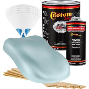 imageCustom Shop  Silver Blue Metallic  Hot Rod Flatz Flat Matte Satin Urethane Auto Paint  Complete Gallon Paint Kit  Professional Low Sheen Automotive Car Truck Coating 41 Mix Ratio