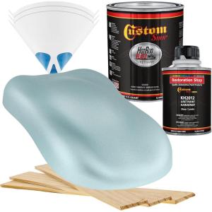 imageCustom Shop  Silver Blue Metallic  Hot Rod Flatz Flat Matte Satin Urethane Auto Paint  Complete Quart Paint Kit  Professional Low Sheen Automotive Car Truck Coating 41 Mix Ratio