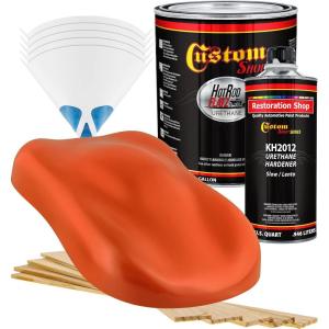 imageCustom Shop  Speed Orange  Hot Rod Flatz Flat Matte Satin Urethane Auto Paint  Complete Gallon Paint Kit  Professional Low Sheen Automotive Car Truck Coating 41 Mix Ratio
