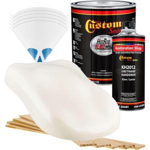 imageCustom Shop  Spinnaker White  Hot Rod Flatz Flat Matte Satin Urethane Auto Paint  Complete Gallon Paint Kit  Professional Low Sheen Automotive Car Truck Coating 41 Mix Ratio