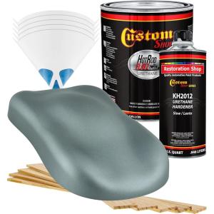 imageCustom Shop  Steel Gray Metallic  Hot Rod Flatz Flat Matte Satin Urethane Auto Paint  Complete Gallon Paint Kit  Professional Low Sheen Automotive Car Truck Coating 41 Mix Ratio