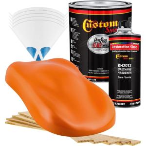 imageCustom Shop  Sunset Orange  Hot Rod Flatz Flat Matte Satin Urethane Auto Paint  Complete Gallon Paint Kit  Professional Low Sheen Automotive Car Truck Coating 41 Mix Ratio