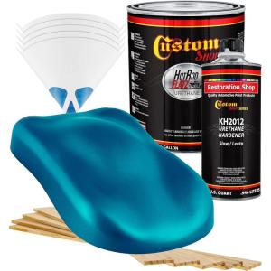 imageCustom Shop  Teal Green Metallic  Hot Rod Flatz Flat Matte Satin Urethane Auto Paint  Complete Gallon Paint Kit  Professional Low Sheen Automotive Car Truck Coating 41 Mix Ratio