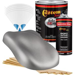 imageCustom Shop  Titanium Gray Metallic  Hot Rod Flatz Flat Matte Satin Urethane Auto Paint  Complete Gallon Paint Kit  Professional Low Sheen Automotive Car Truck Coating 41 Mix Ratio