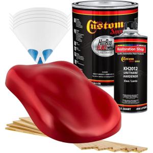 imageCustom Shop  Torch Red  Hot Rod Flatz Flat Matte Satin Urethane Auto Paint  Complete Gallon Paint Kit  Professional Low Sheen Automotive Car Truck Coating 41 Mix Ratio