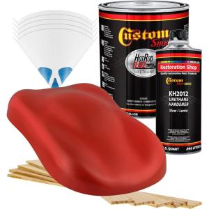imageCustom Shop  Tractor Red  Hot Rod Flatz Flat Matte Satin Urethane Auto Paint  Complete Gallon Paint Kit  Professional Low Sheen Automotive Car Truck Coating 41 Mix Ratio