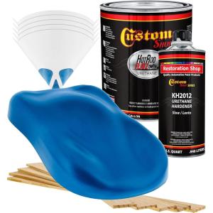 imageCustom Shop  True Blue Firemist  Hot Rod Flatz Flat Matte Satin Urethane Auto Paint  Complete Gallon Paint Kit  Professional Low Sheen Automotive Car Truck Coating 41 Mix Ratio