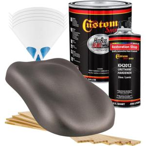 imageCustom Shop  Tunnel Ram Gray Metallic  Hot Rod Flatz Flat Matte Satin Urethane Auto Paint  Complete Gallon Paint Kit  Professional Low Sheen Automotive Car Truck Coating 41 Mix Ratio