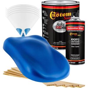 imageCustom Shop  Viper Blue Metallic  Hot Rod Flatz Flat Matte Satin Urethane Auto Paint  Complete Gallon Paint Kit  Professional Low Sheen Automotive Car Truck Coating 41 Mix Ratio