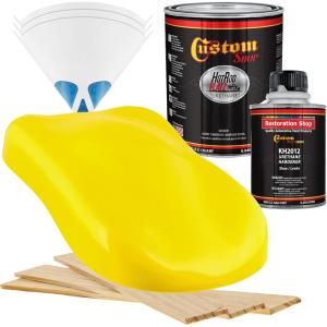 imageCustom Shop  Viper Yellow  Hot Rod Flatz Flat Matte Satin Urethane Auto Paint  Complete Quart Paint Kit  Professional Low Sheen Automotive Car Truck Coating 41 Mix Ratio