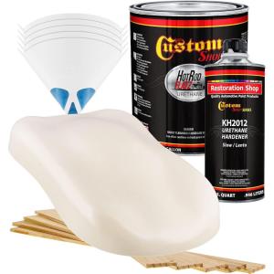 imageCustom Shop  Wimbledon White  Hot Rod Flatz Flat Matte Satin Urethane Auto Paint  Complete Gallon Paint Kit  Professional Low Sheen Automotive Car Truck Coating 41 Mix Ratio