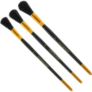 imageCustom Shop Gilders Mop Dusting Brush Set of 3 Sizes 2 4 ampamp 6  Professional Grade Black Goat Hair Oval Shaped Brushes with Wooden Handles  Dust Away Gold Leaf Guilding Sign Lettering acrylic oil