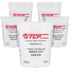 imageCustom Shop Paint Mixing Cups 16Ounce Box of 100  Plastic Measuring Cups for Liquids Automotive Painting Epoxy Resin Acrylic Arts Crafts Disposable or Reusable Graduated Mixing RatiosCups  Pack of 12