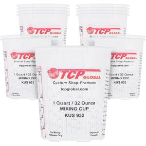 imageCustom Shop Paint Mixing Cups 32Ounce 12 Pack  Plastic Measuring Cups for Liquids Automotive Painting Epoxy Resin Acrylic Arts Crafts Disposable or Reusable Graduated Mixing Ratios