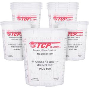 imageCustom Shop Paint Mixing Cups 64Ounce 12 Pack  Plastic Measuring Cups for Liquids Automotive Painting Epoxy Resin Acrylic Arts Crafts Disposable or Reusable Graduated Mixing Ratios