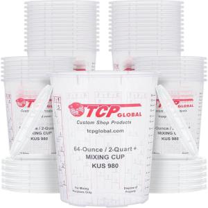 imageCustom Shop Paint Mixing Cups 64Ounce 36 Pack  Plastic Measuring Cups for Liquids Automotive Painting Epoxy Resin Acrylic Arts Crafts Disposable or Reusable Graduated Mixing Ratios