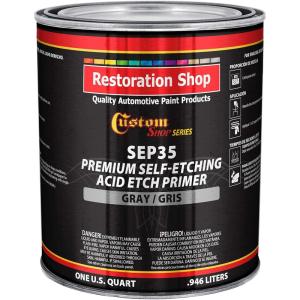 imageCustom Shop Premium Black Self Etching Primer 1 Quart  Ready to Spray Paint Excellent Adhesion to Bare Metal Steel Aluminum Fiberglass  Use on Automotive Car Parts OEM Industrial CoatingGray