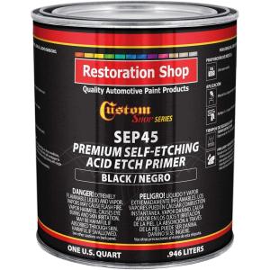 imageCustom Shop Premium Black Self Etching Primer 1 Quart  Ready to Spray Paint Excellent Adhesion to Bare Metal Steel Aluminum Fiberglass  Use on Automotive Car Parts OEM Industrial CoatingBlack