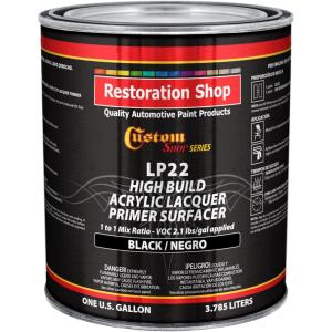 imageCustom Shop Premium High Build Gray Acrylic Lacquer Primer Surfacer 1 Gallon  Fast Filling Drying Easy Sanding Excellent Adhesion Apply Over Metal Steel Body Filler Putty Automotive IndustrialBlack