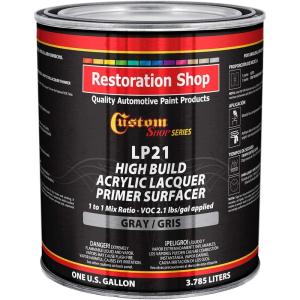 imageCustom Shop Premium High Build Gray Acrylic Lacquer Primer Surfacer 1 Gallon  Fast Filling Drying Easy Sanding Excellent Adhesion Apply Over Metal Steel Body Filler Putty Automotive IndustrialGray