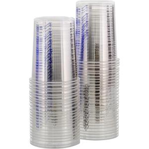 imageTCP Global 20 Ounce 600ml Disposable Flexible Clear Graduated Plastic Mixing Cups  Box of 50 Cups  Use for Paint Resin Epoxy Art Kitchen Cooking Baking  Measuring Ratios 21 31 41 ML