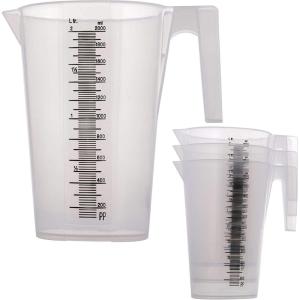 imageTCP Global 5 Liter 5000ml Gallon Plastic Graduated Measuring and Mixing Pitcher Pack of 3  Holds 5 Quarts 125 Gallons Pouring Cup Measure ampamp Mix Paint Resin Epoxy Kitchen Cooking Baking2000ml