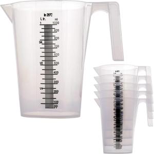 imageTCP Global 5 Liter 5000ml Gallon Plastic Graduated Measuring and Mixing Pitcher Pack of 3  Holds 5 Quarts 125 Gallons Pouring Cup Measure ampamp Mix Paint Resin Epoxy Kitchen Cooking Baking1000ml