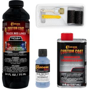 imageCustom Coat Federal Standard Color  35177 Camo Medium Blue T94 Urethane RollOn BrushOn or SprayOn Truck Bed Liner 1 Quart Kit with Roller Applicator Kit  Textured Car Auto Protective Coating