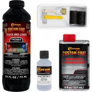 imageCustom Coat Federal Standard Color  36375 Light Gray T9 Urethane RollOn BrushOn or SprayOn Truck Bed Liner 1 Quart Kit with Roller Applicator Kit  Textured Car Auto Protective Coating