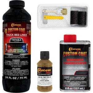 imageCustom Coat Federal Standard Color  25010 Coyote Brown T97 Urethane RollOn BrushOn or SprayOn Truck Bed Liner 1 Quart Kit with Roller Applicator Kit  Textured Car Auto Protective Coating