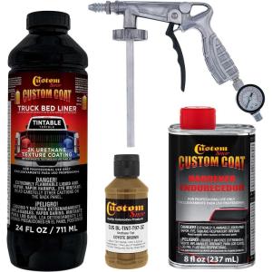 imageCustom Coat Federal Standard Color  25010 Coyote Brown T97 Urethane SprayOn Truck Bed Liner 1 Quart Kit with Spray Gun and Regulator  Durable Textured Protective Coating  Easy Mix Car Auto