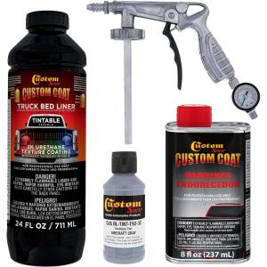 imageCustom Coat Federal Standard Color  36300 Aircraft Gray T92 Urethane SprayOn Truck Bed Liner 1 Quart Kit with Spray Gun and Regulator  Durable Textured Protective Coating  Easy Mix Car Auto