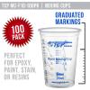 imageTCP Global 10 oz 300ml Graduated Plastic Mixing Cups  Box of 50 with 50 Mixing Sticks  Disposable Plastic Measuring Cups for Liquids Paints Resin Epoxy Art Kitchen  Ratios 21 31 41 ML100