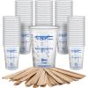 imageTCP Global 10 oz 300ml Graduated Plastic Mixing Cups  Box of 50 with 50 Mixing Sticks  Disposable Plastic Measuring Cups for Liquids Paints Resin Epoxy Art Kitchen  Ratios 21 31 41 ML100