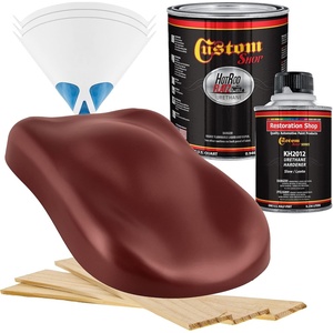 image:imageCustom Shop  Candy Apple Red Metallic  Hot Rod Flatz Flat Matte Satin Urethane Auto Paint  Complete Quart Paint Kit  Professional Low Sheen Automotive Car Truck Coating 41 Mix Ratio